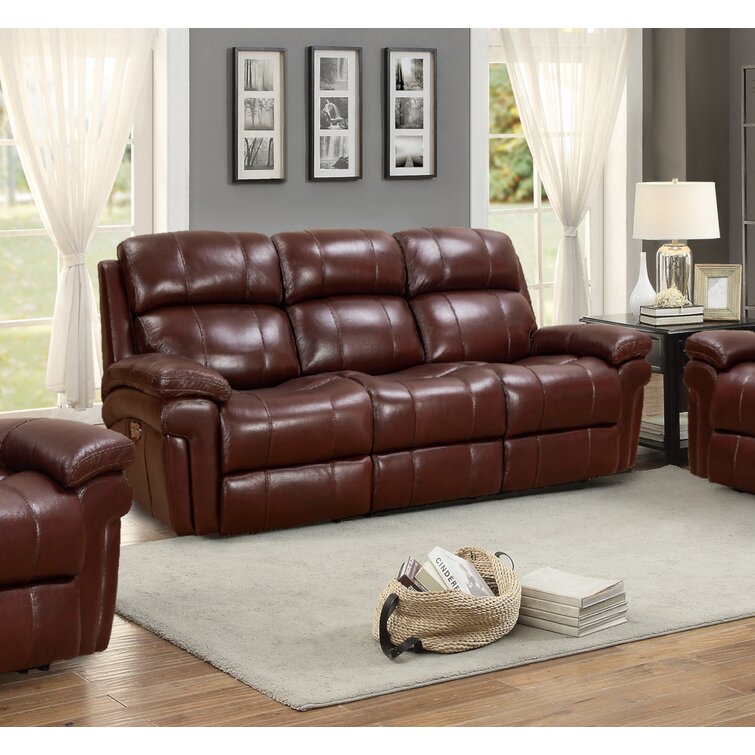 Leather power reclining sofa deals in brown